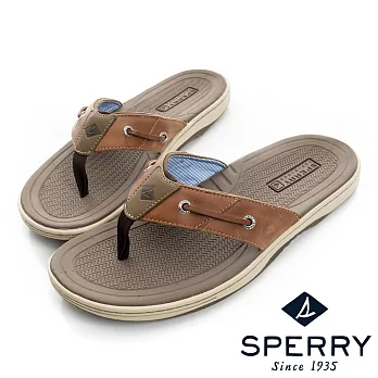 SPERRY 隨興自在牛皮夾腳拖人字拖鞋(男)-棕US11棕色