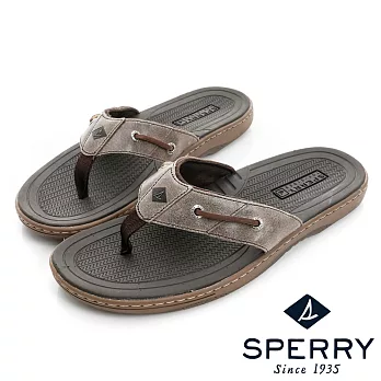 SPERRY 隨興自在牛皮夾腳拖人字拖鞋(男)-深咖啡US7深咖啡