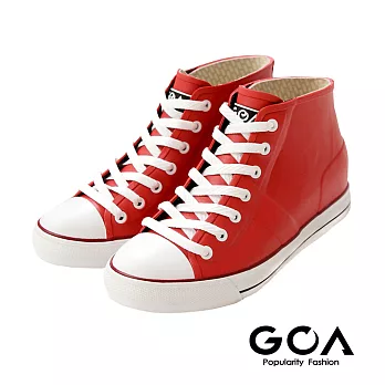GOA街頭時尚．男款內增高帆布款橡膠雨鞋EU40紅色