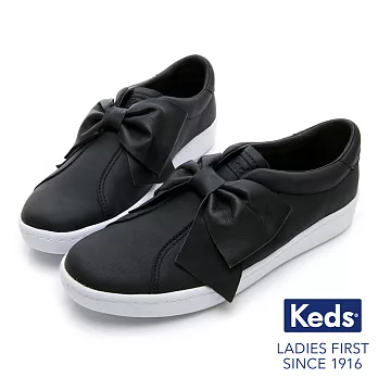 【Keds】皮革蝴蝶結經典休閒鞋US8黑色