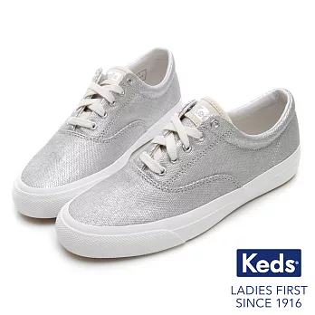 【Keds】ANCHOR 霧面光澤復刻綁帶休閒鞋US7.5銀色