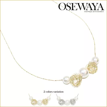 【日本正版Osewayaお世話や】 日本製- 珍珠藤球造型項鍊 -白金Silver