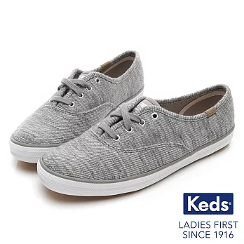 【Keds】CHAMPION 織紋經典綁帶休閒鞋US6淺灰