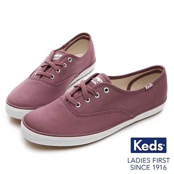 【Keds】CHAMPION 霧面經典綁帶休閒鞋US6紫紅