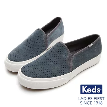 【Keds】麂皮沖孔休閒便鞋-灰藍US7.5灰藍