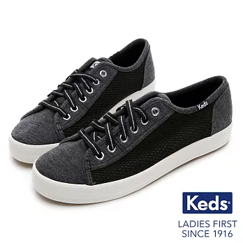 【Keds】KICKSTART 透氣網布拼接綁帶休閒鞋US6炭黑