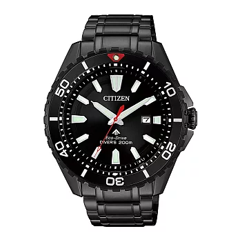 CITIZEN 光動能極致探索腕錶-黑-BN0195-54E