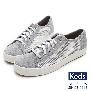 【Keds】KICKSTART 透氣網布拼接綁帶休閒鞋US6淺灰