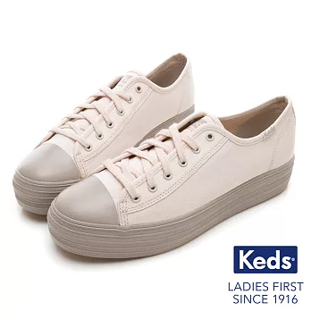 【Keds】TRIPLE KICK 復刻厚底綁帶休閒鞋US7.5粉紅/灰