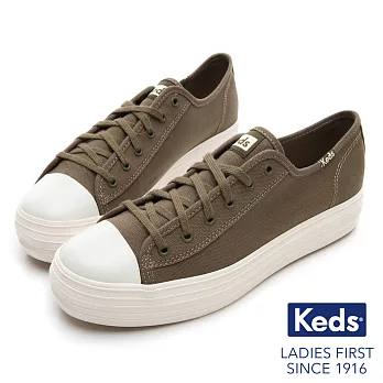 【Keds】TRIPLE KICK 復刻厚底綁帶休閒鞋US7.5橄欖綠