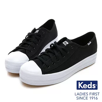 【Keds】TRIPLE KICK 復刻厚底綁帶休閒鞋US6.5黑/白