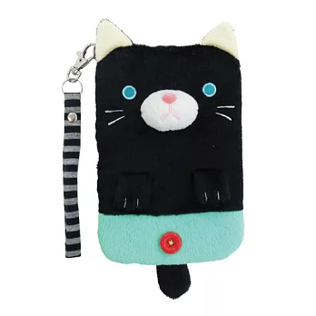 UNIQUE 動物樂園毛絨手機提袋。小黑貓