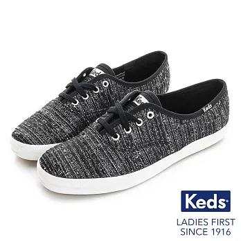 【Keds】CHAMPION 金屬紗線綁帶休閒鞋US6.5黑色