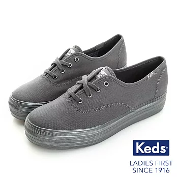 【Keds】閃耀之星厚底綁帶休閒鞋US6.5灰色