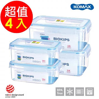 【韓國KOMAX】BIOKIPS PP保鮮盒4件組  (900mlX2、2000mlX2)