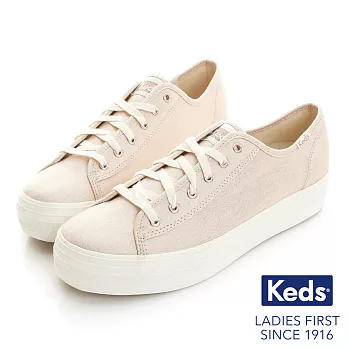 【Keds】TRIPLE KICK 金屬炫色厚底綁帶休閒鞋US6玫瑰粉