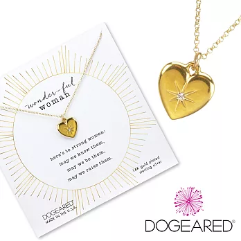Dogeared Crystal Heart 鑲鑽光芒星星X立體金色愛心項鍊 美麗的力量