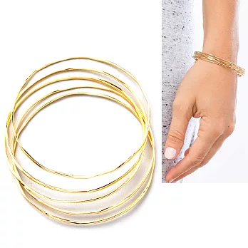 GORJANA G Bangles 手工波浪紋 金色手環 五件組 925純銀精鍍18K金