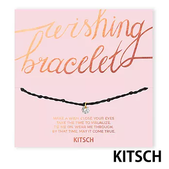 【 KITSCH 】 美國加州時尚品牌 Shine Bright Wishing Bracelet - Black 閃耀透光方晶鋯石許願手鍊