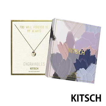 【 KITSCH 】 美國加州時尚品牌 Round Tag Engravable Necklace 圓面拋光14K鍍金墜飾項鍊