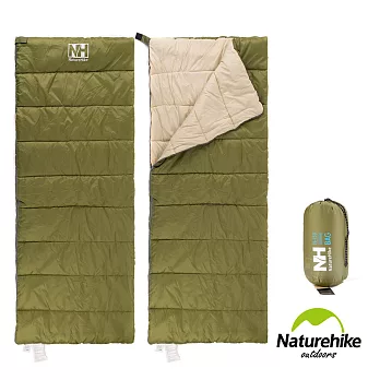 【Naturehike】H150春夏款輕薄透氣便攜式信封睡袋_2入組(軍綠x2)