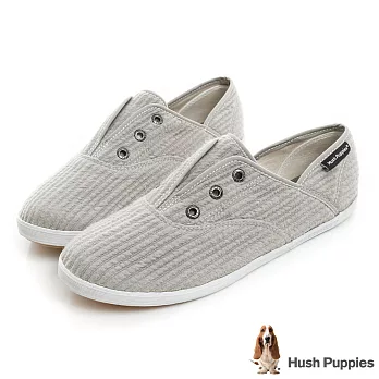 Hush Puppies 質感真皮咖啡紗帆布鞋US9灰色