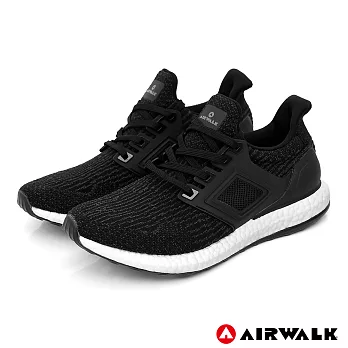 【AIRWALK】極速爆風針織慢跑鞋-男款US9.5黑色