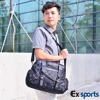Ex-Sports亞克仕 側背包旅行袋-炫格調黑炫格