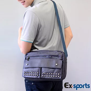 Ex-Sports亞克仕 休閒側背包-龐克金屬藍色