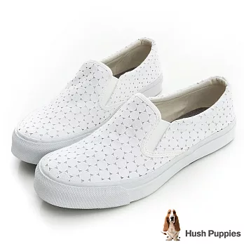 Hush Puppies 白色戀人中性咖啡紗懶人鞋US3白色