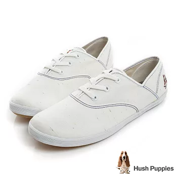 Hush Puppies 輕牛仔咖啡紗帆布鞋US5白色