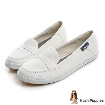 Hush Puppies 輕牛仔咖啡紗摩卡娃娃鞋US8.5白色