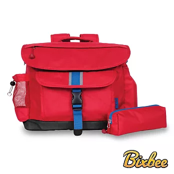 美國Bixbee - 經典系列活力紅中童輕量舒壓背書包筆袋超值組中-活力紅