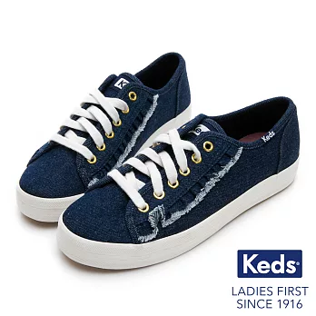 Keds KICKSTART 丹寧風綁帶休閒鞋US6牛仔藍