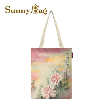 臺灣國寶美術館 書袋/文青袋-斜陽牡丹