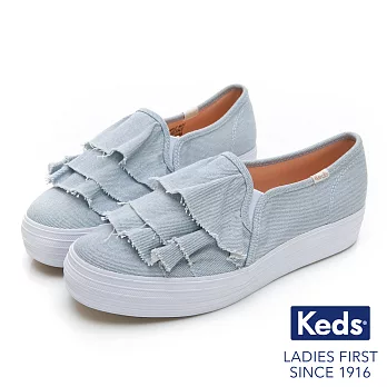 Keds TRIPLE RUFFLE單寧荷葉休閒鞋US8淺藍