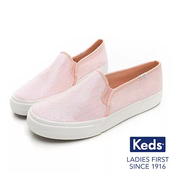 Keds DOUBLE DECKER 亮片布面休閒便鞋US6.5粉