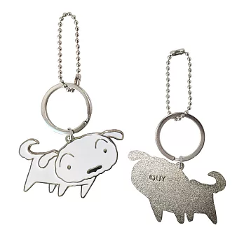 【Crayon Shin-chan 蠟筆小新】彩繪玻璃金屬風 掛飾 吊飾 鑰匙圈・正版授權卡答國際站著的小白