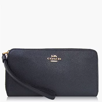 COACH 卵石皮革 / 手腕式 / 拉鍊長夾_深藍