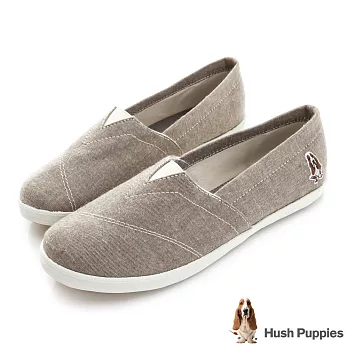 Hush Puppies 文青毛呢咖啡紗懶人鞋US7.5褐色