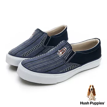 Hush Puppies 極簡民族風咖啡紗懶人便鞋US5.5藍色