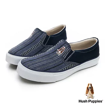 Hush Puppies 極簡民族風咖啡紗懶人便鞋US6.5藍色