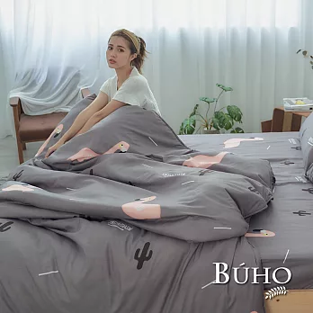 BUHO《夢幻粉鶴》雙人四件式舖棉兩用被床包組