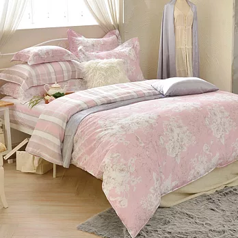 義大利La Belle《薔薇香韻》加大四件式防蹣抗菌吸濕排汗兩用被床包組