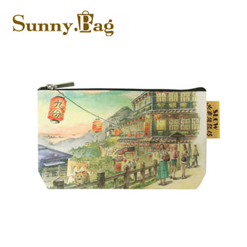 Sunny Bag - 火車頭顏坊-多功能棉布文具袋/化妝包-九份豎崎路茶樓夜景