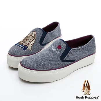 Hush Puppies 巴吉度狗Q版咖啡紗懶人便鞋US6深藍