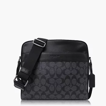 COACH 經典 PVC / 斜背 / 信差包_黑灰