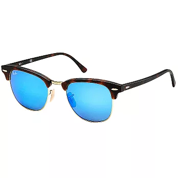 【Ray-Ban雷朋】3016F-114517-55Clubmaster 復古眉架/水銀藍鏡面款太陽眼鏡(#大版)