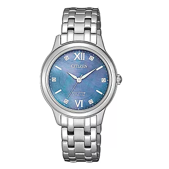 CITIZEN 晶彩綻放貝殼面女腕錶-藍-EM0720-85N