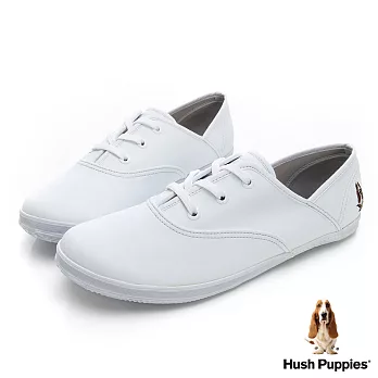 Hush Puppies 熱銷基本款★咖啡紗皮質休閒鞋US5白色